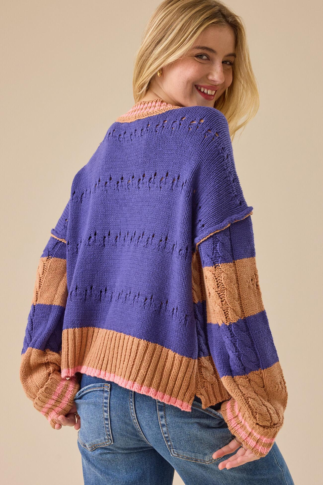 Cece Varsity Stripe Sweater Product Image