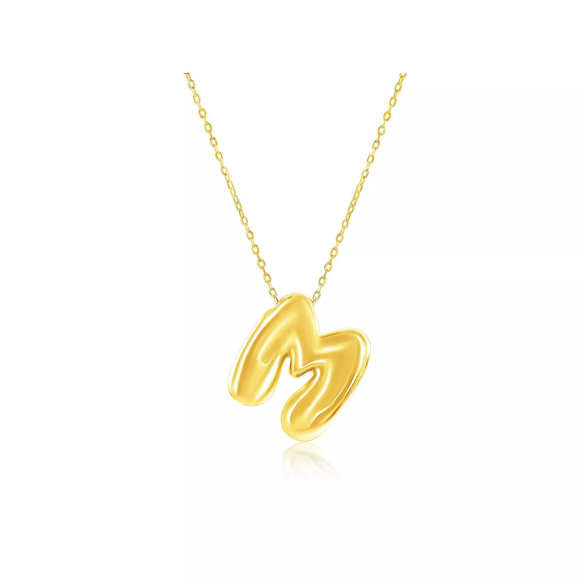 Argento Bella Sterling Silver Bubble Initial Necklace, Women's, Size: 16-18" ADJ, Gold Tone M Product Image