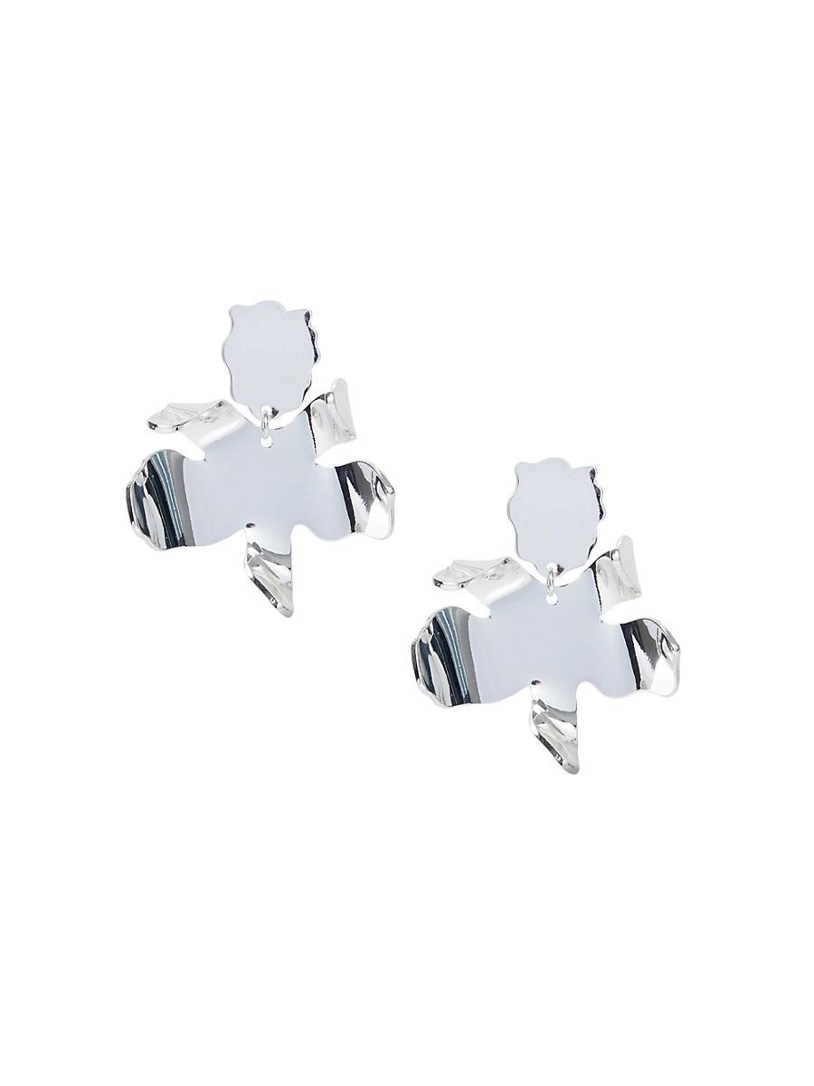 Womens Small Paper Lily Silvertone Drop Earrings Product Image