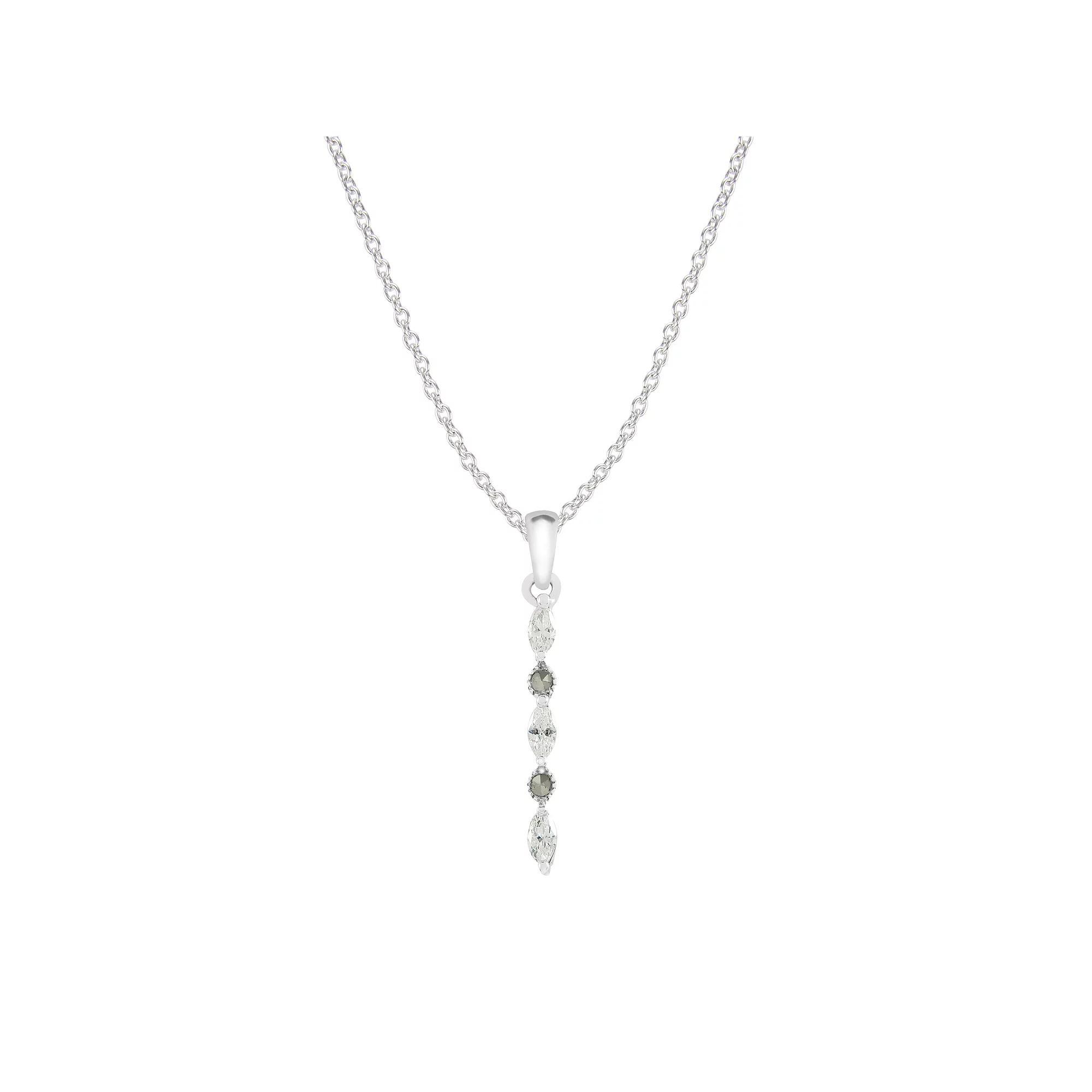 Lavish by TJM Sterling Silver Marcasite & Cubic Zirconia Long Pendant Necklace, Women's, Size: 18" Product Image