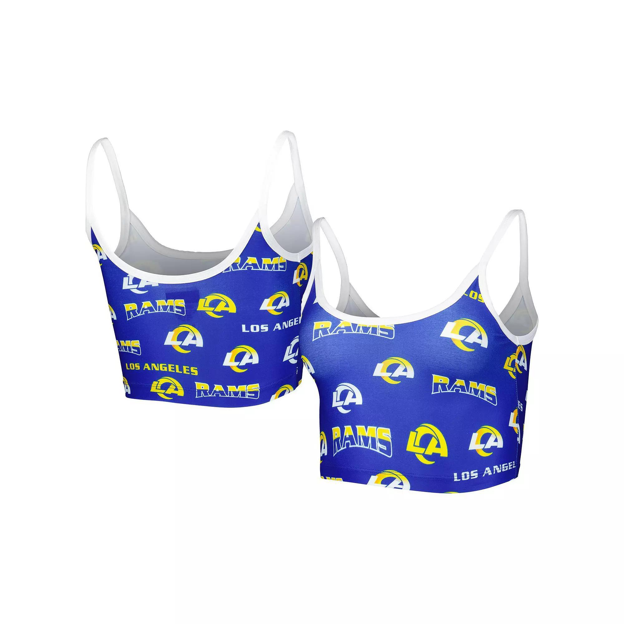 Women's Concepts Sport Royal/White Los Angeles Rams Breakthrough Allover Knit Sports Bra, Size: Medium, Blue Product Image
