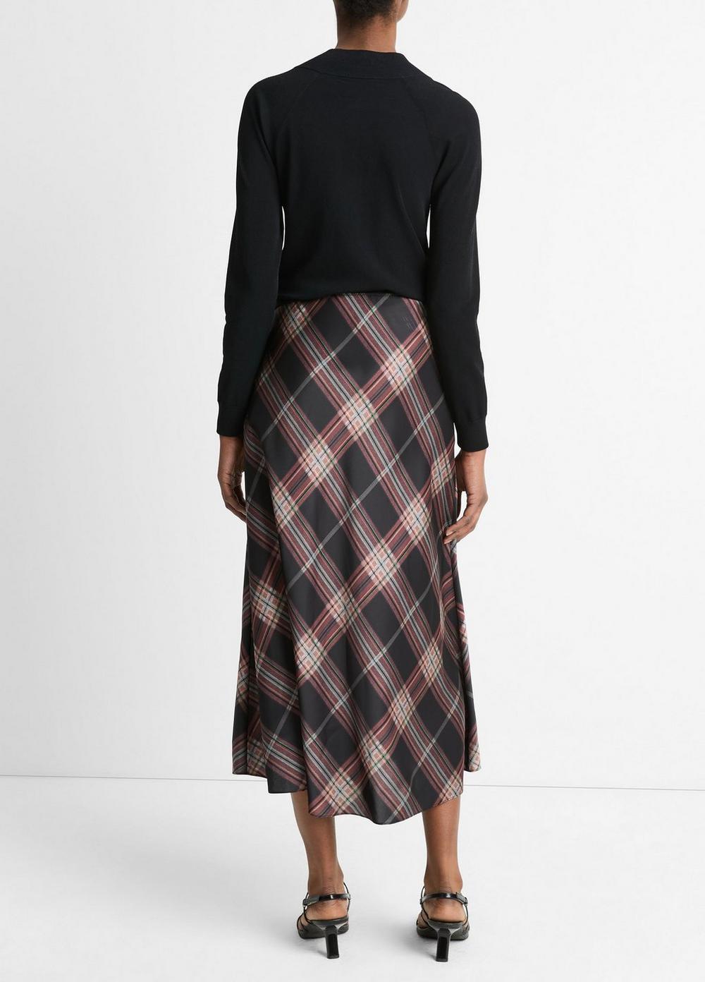 Womens Plaid Satin Slip Skirt, Vintage Petal, Size S Vince Product Image