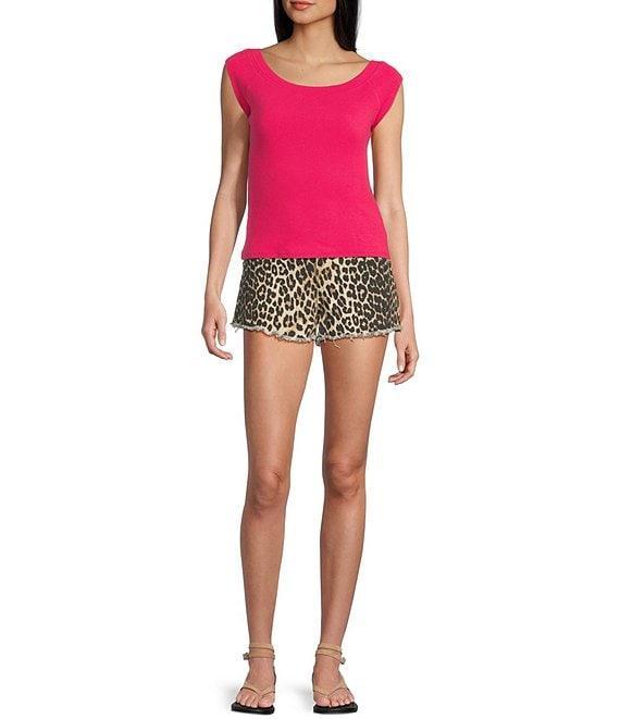 Evolutionary Boat Neck Ribbed Short Sleeve Top Product Image