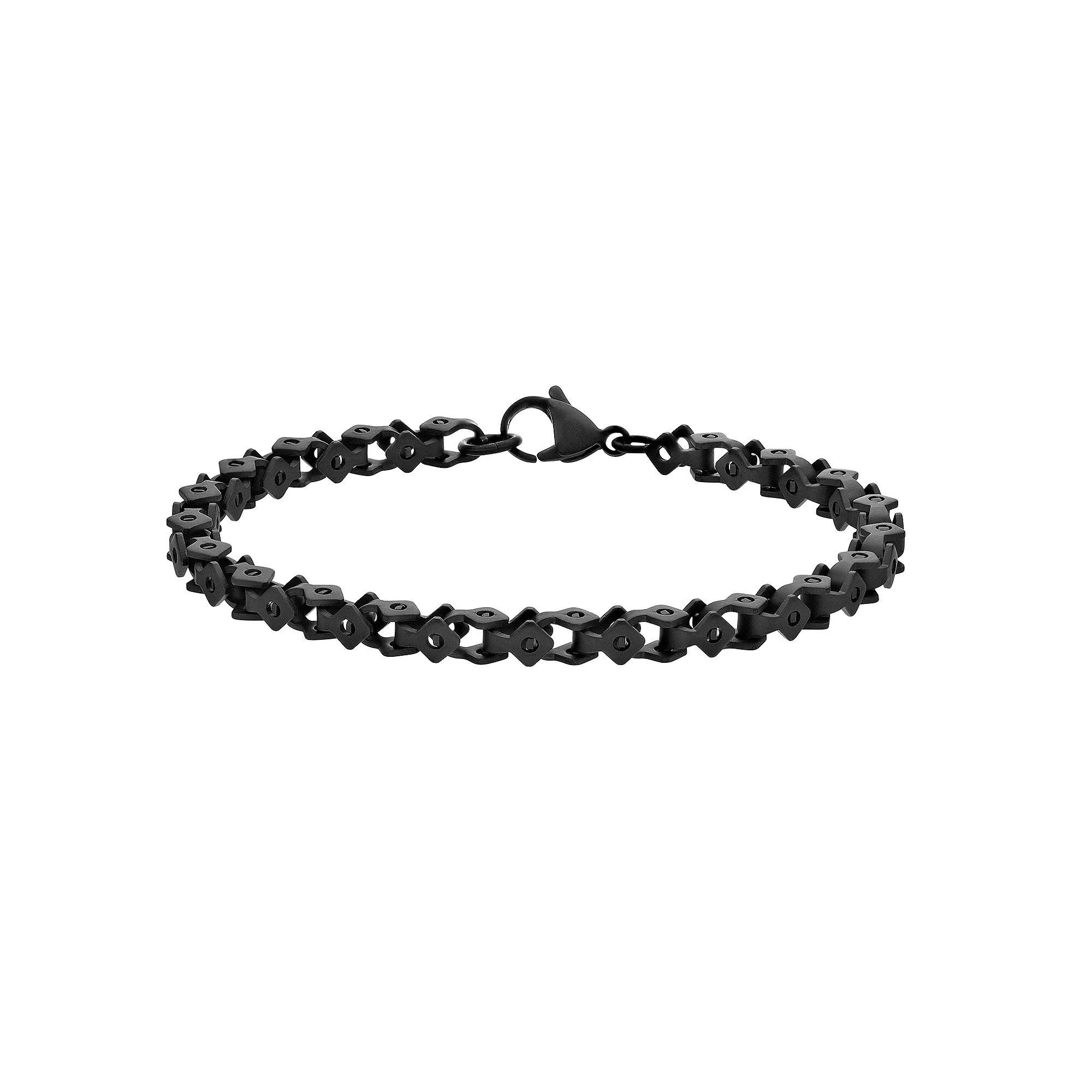 LYNX Stainless Steel Square Link Chain Black Ion-Plated Men's Bracelet, Size: 8.5" Product Image