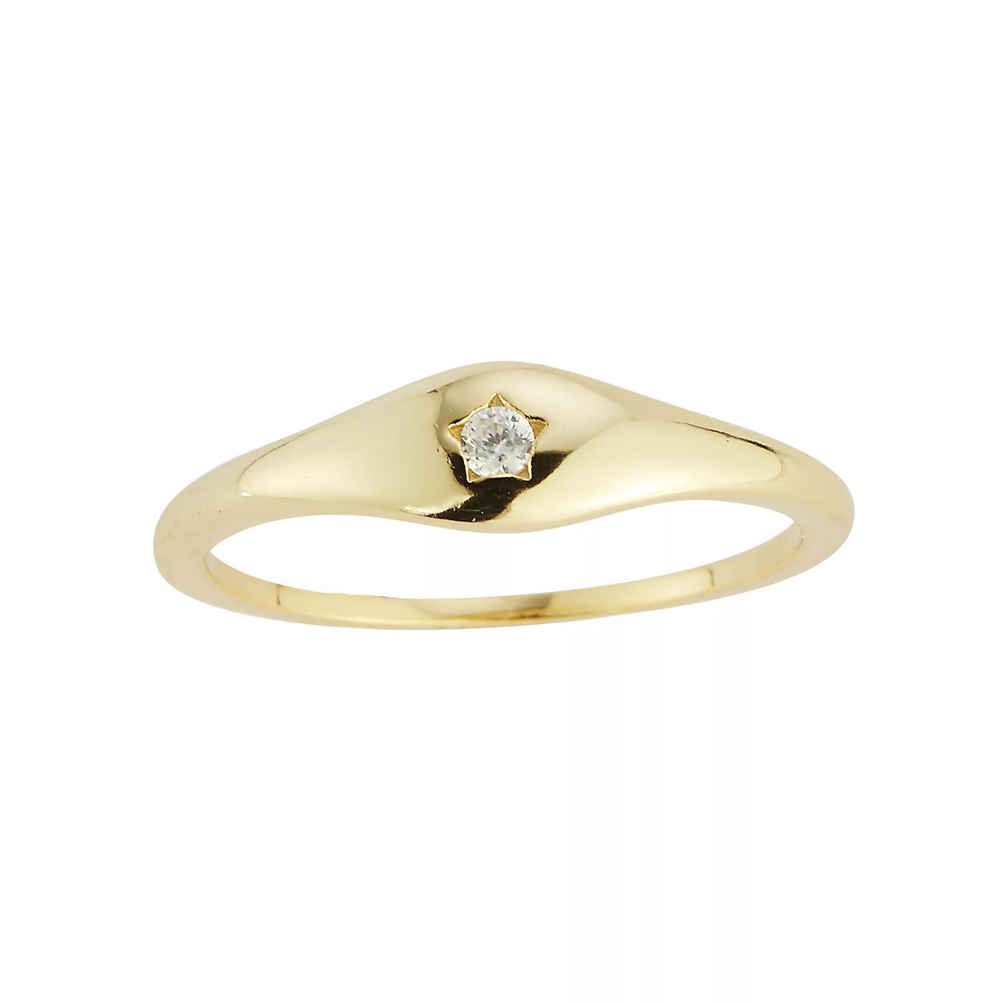 Sunkissed Sterling Sterling Silver Cubic Zirconia Star Inlay Ring, Women's, Size: 6, Gold Tone Product Image