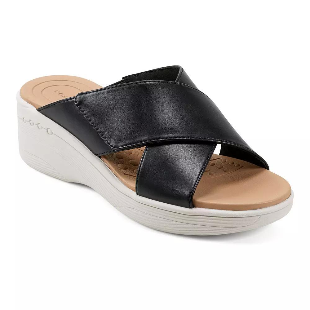 Easy Spirit Bindie Women's X-Band Wedge Slide Sandals, Size: 9, Black Product Image