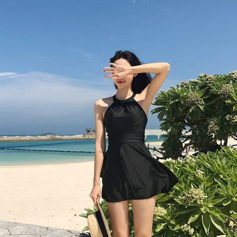 Plain Halter Swimsuit Product Image