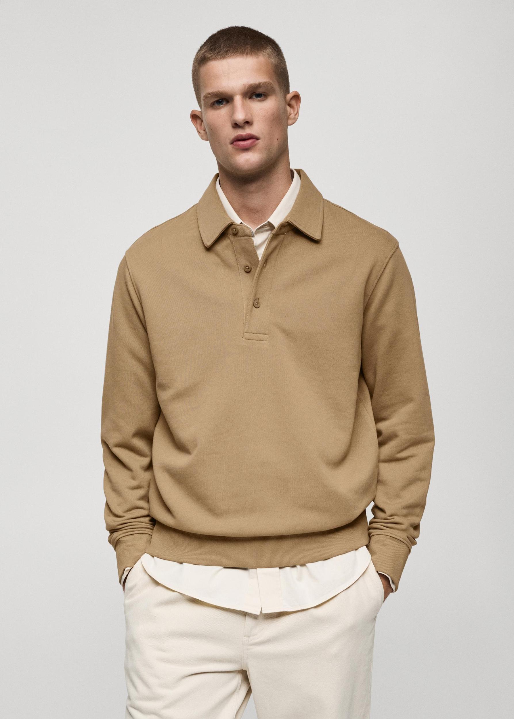 100% cotton polo sweatshirt - Men | MANGO USA Product Image