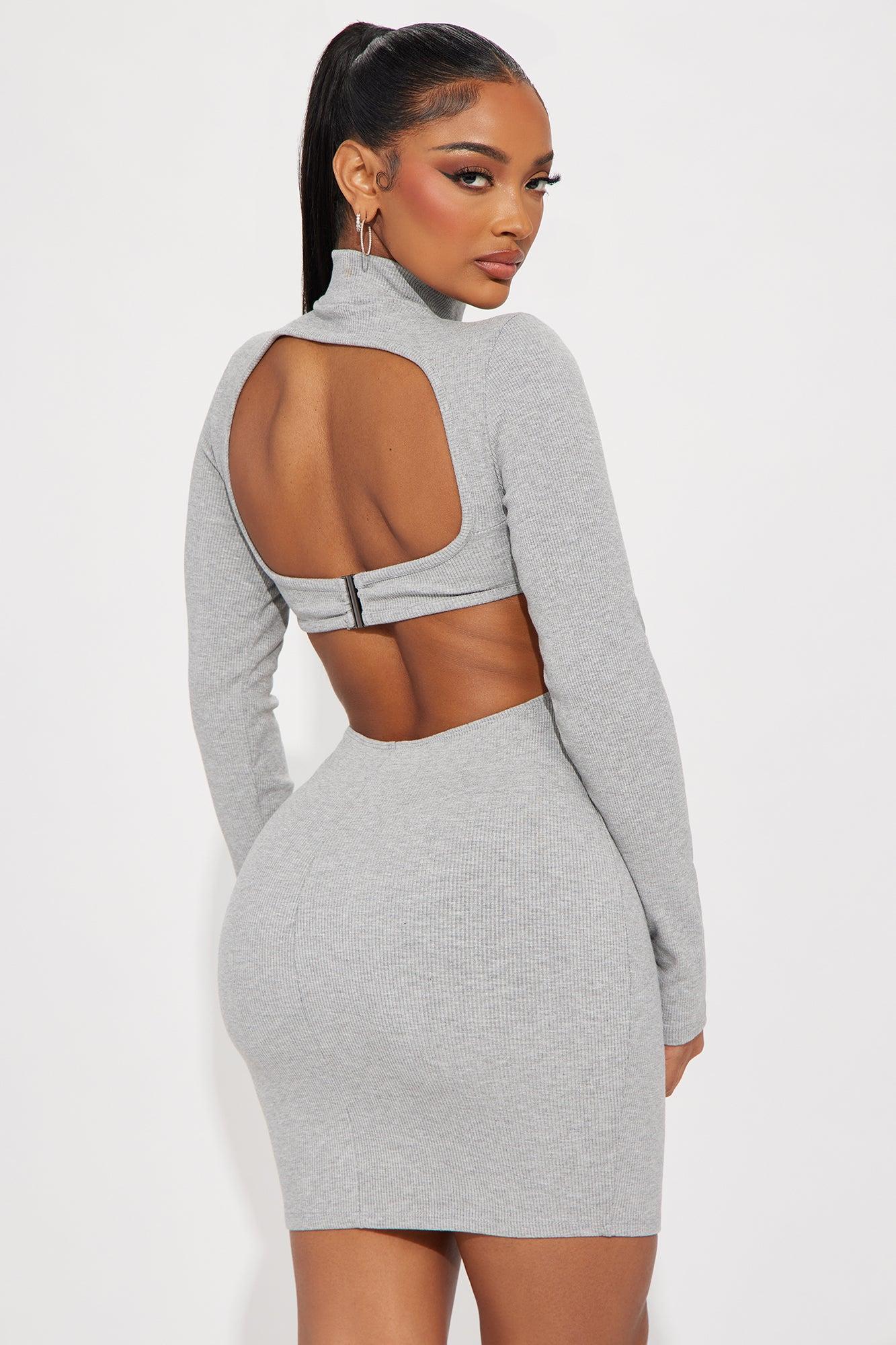 Iris Snatched Mini Dress - Heather Grey Product Image