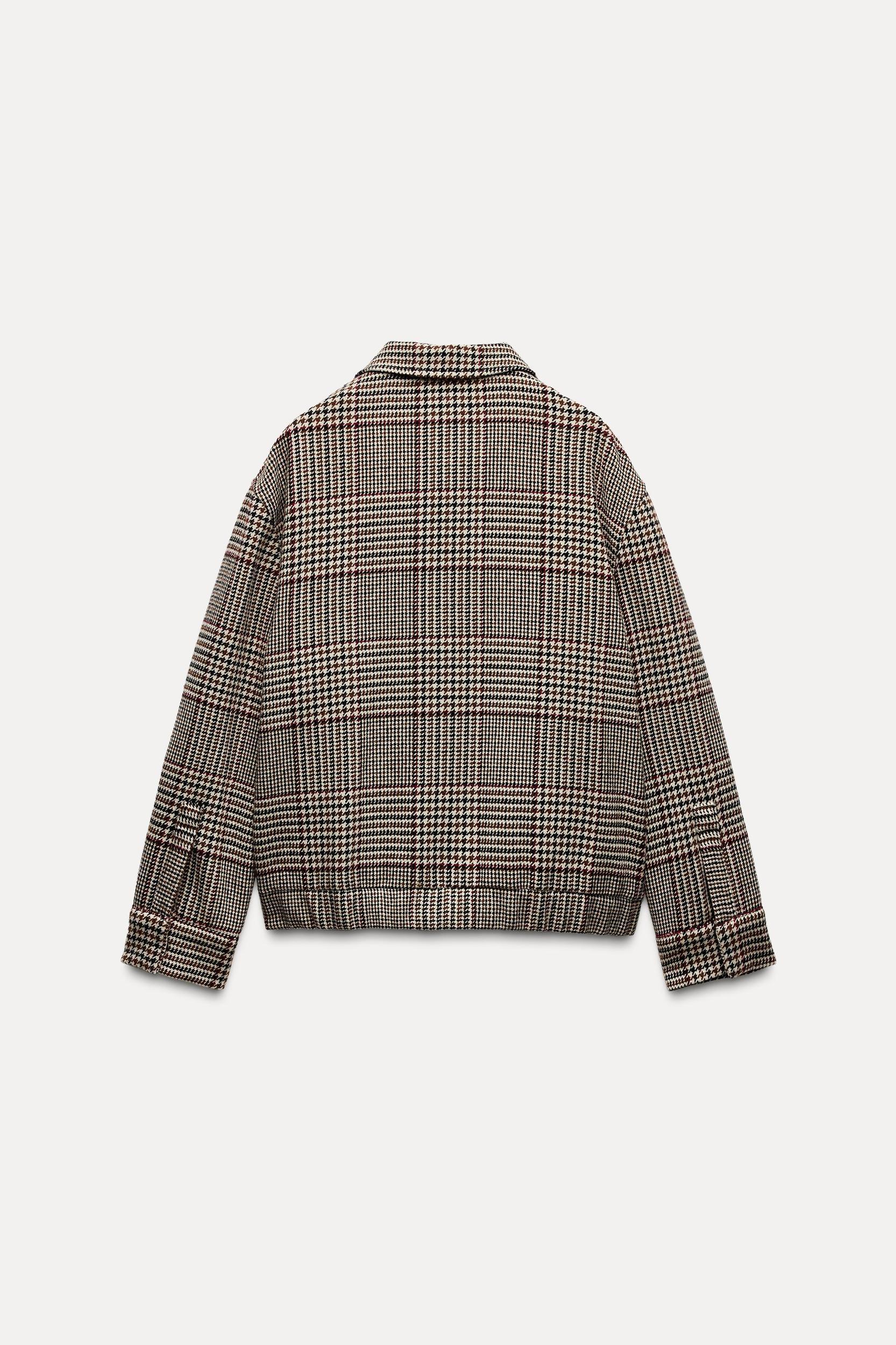 CHECKED WOOL BLEND BOMBER JACKET ZW COLLECTION Product Image