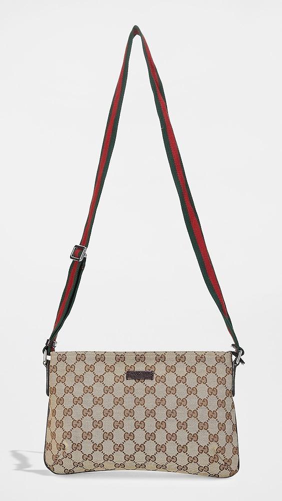 What Goes Around Comes Around Gucci Brown Canvas Web Messenger Bag | Shopbop Product Image