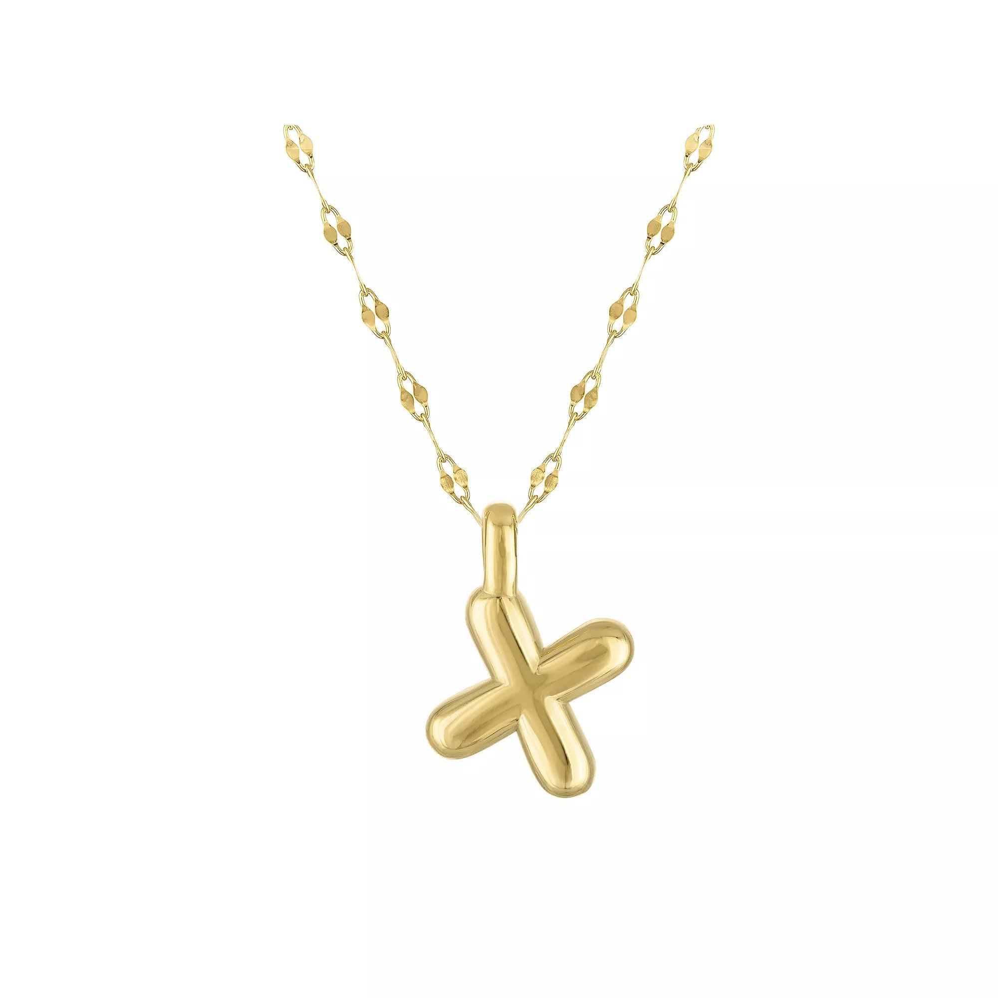 Junior Jewels 14k Gold Over Silver Bubble Initial Pendant Necklace, Women's, Size: 15.5", Gold Tone X Product Image