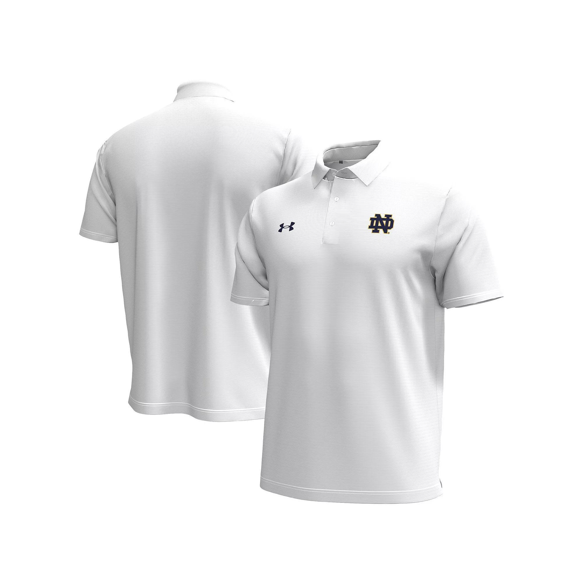 Men's Under Armour White Notre Dame Fighting Irish Playoff Chest Stripe Performance Polo, Size: Medium Product Image