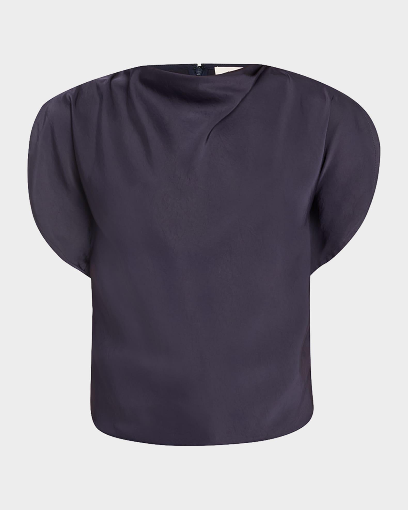 Nadia Satin Petal-Sleeve Top Product Image