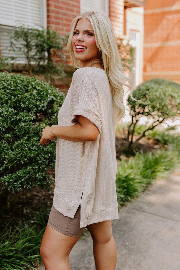 Opening Act Ribbed Top in Oatmeal Curves Product Image