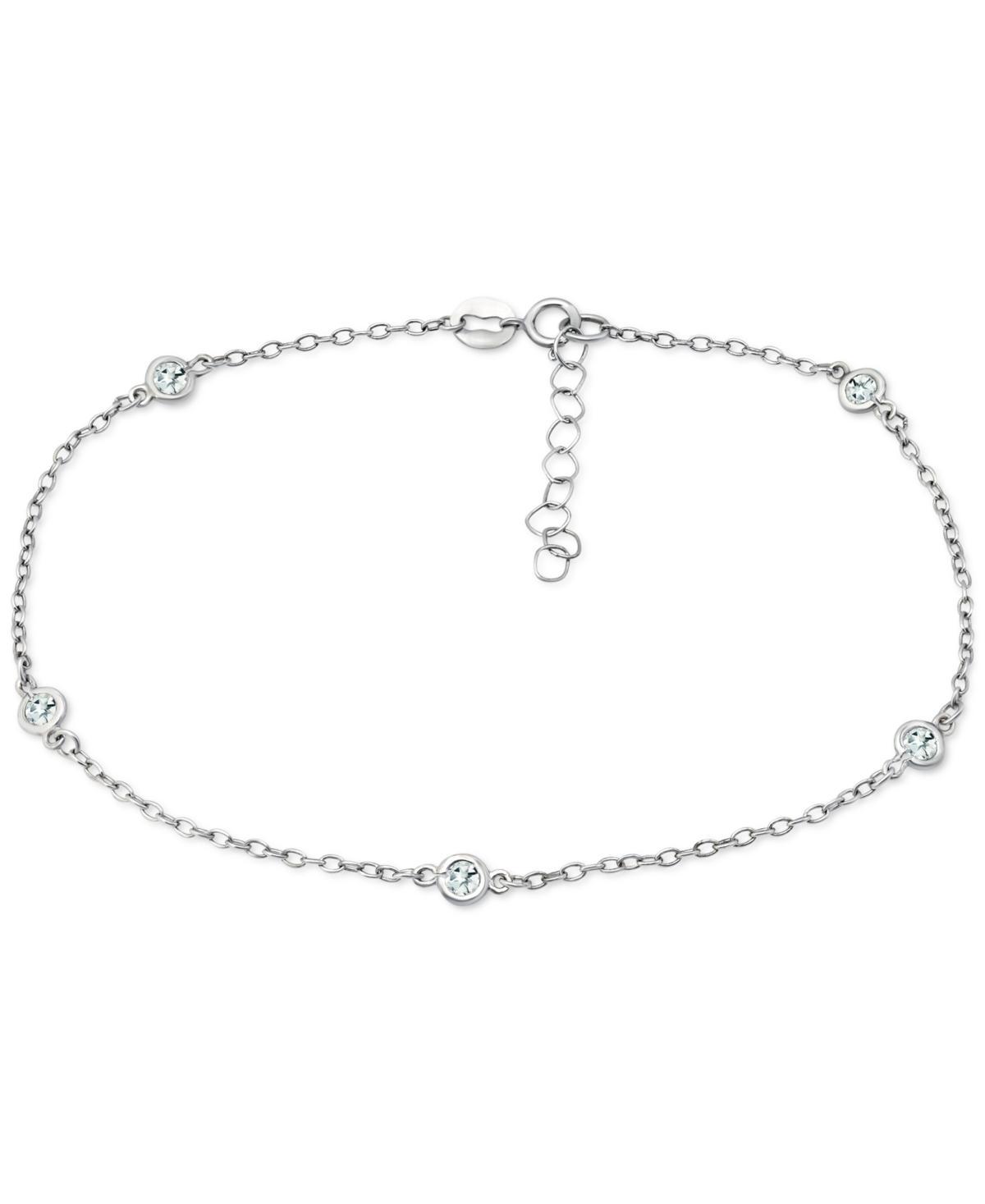 Aleure Precioso 18k Gold Over Sterling Silver Multi Color Cubic Zirconia Station Anklet, Women's, Size: 9", Clear Product Image