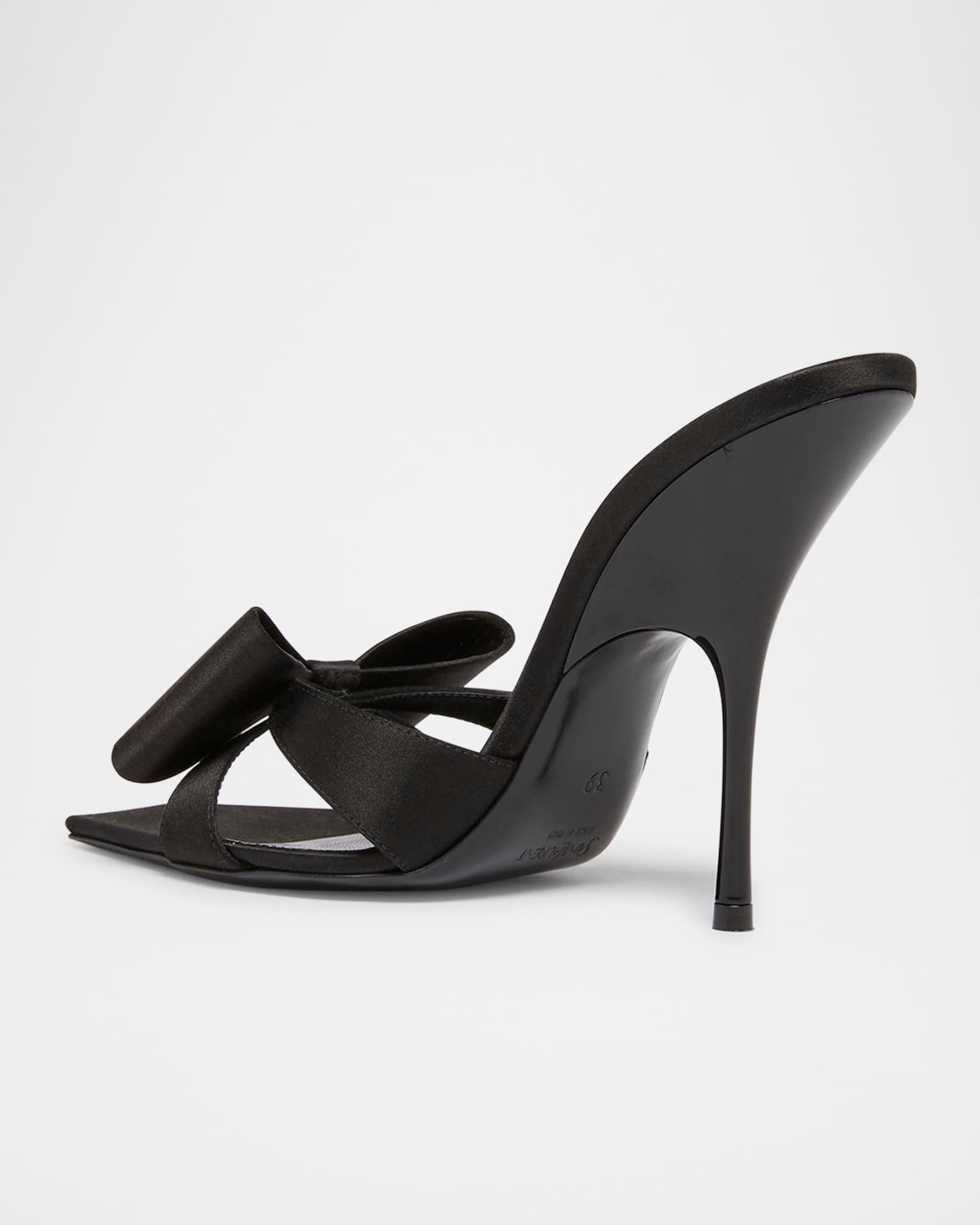 Tuxedo Bow Satin Stiletto Sandals Product Image