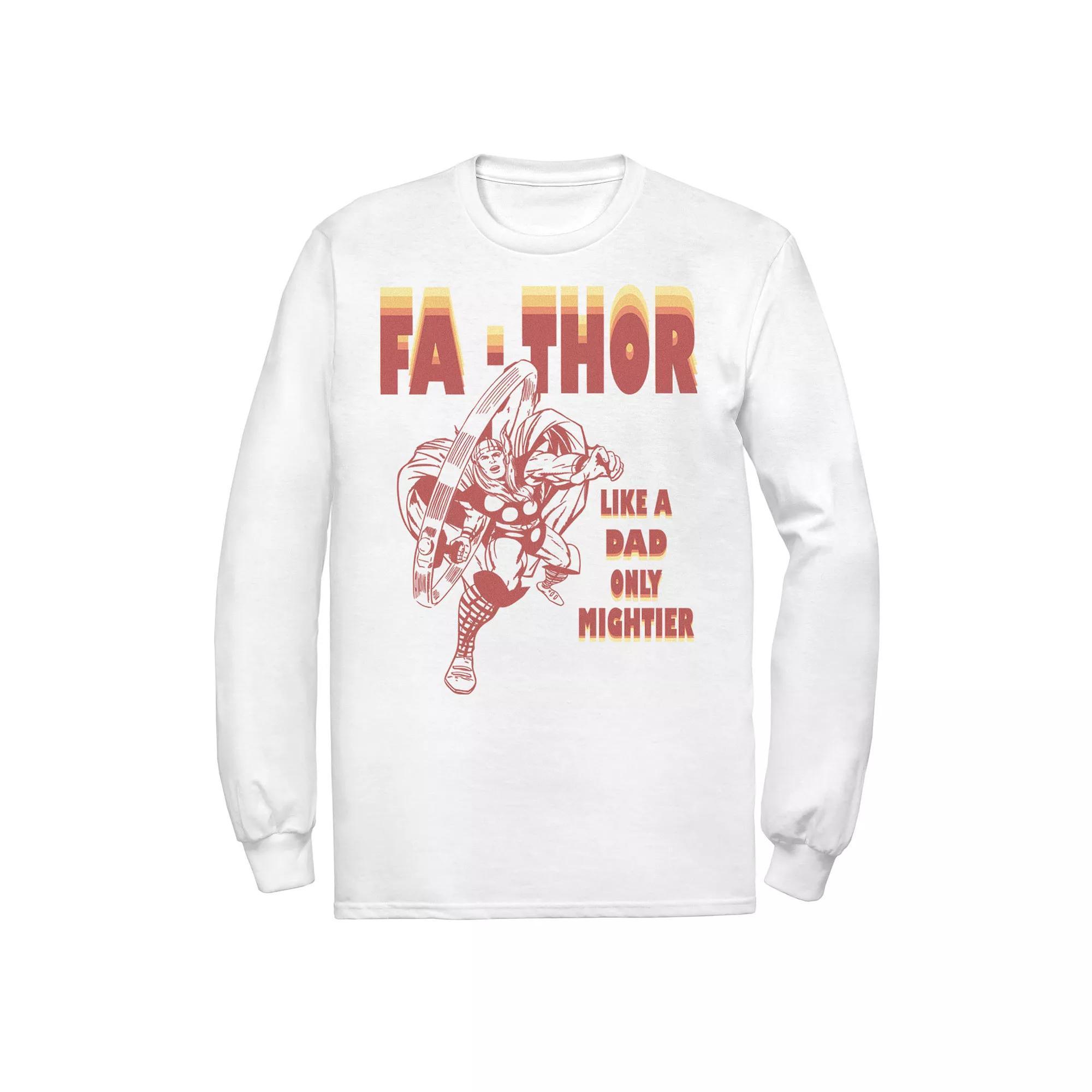 Men's Marvel Fa-Thor Like A Dad Only Mightier Retro Father's Day Tee, Size: XXL, White Product Image