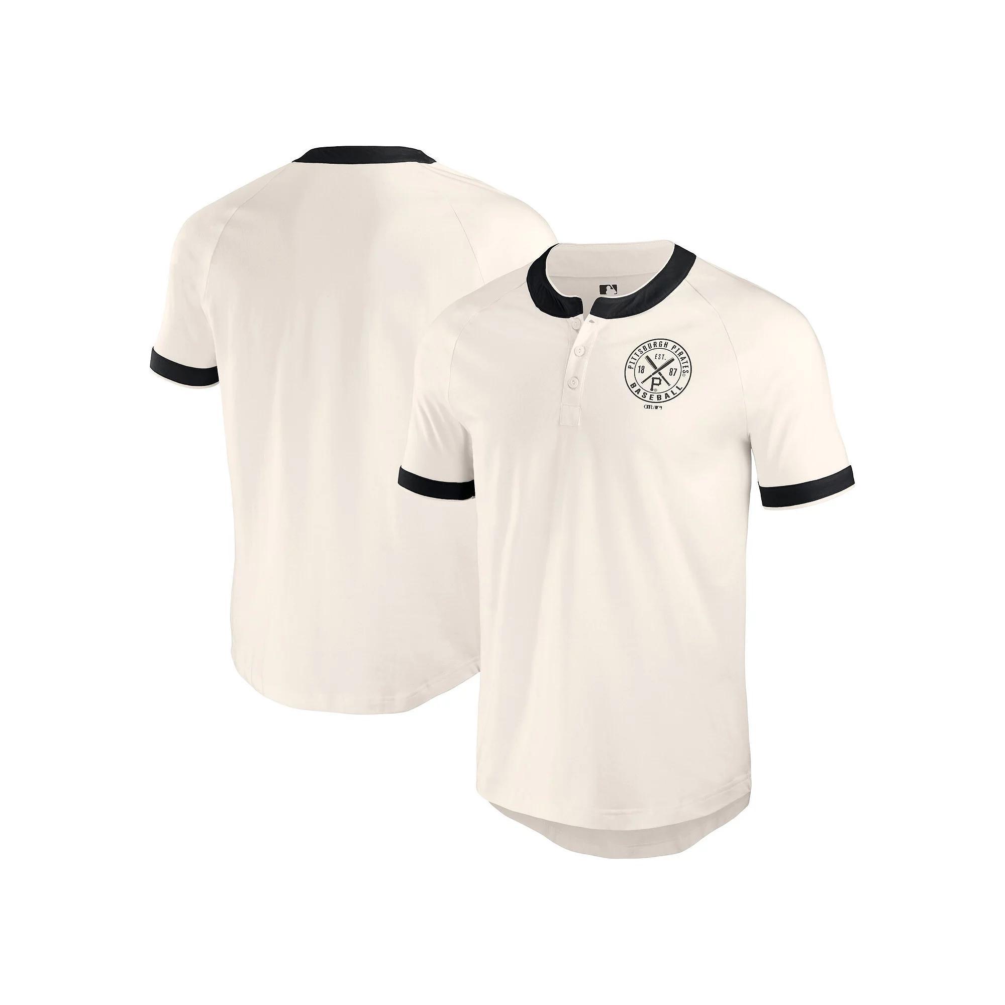 Men's Darius Rucker Collection by Fanatics White Pittsburgh Pirates Henley Raglan T-Shirt, Size: XL Product Image