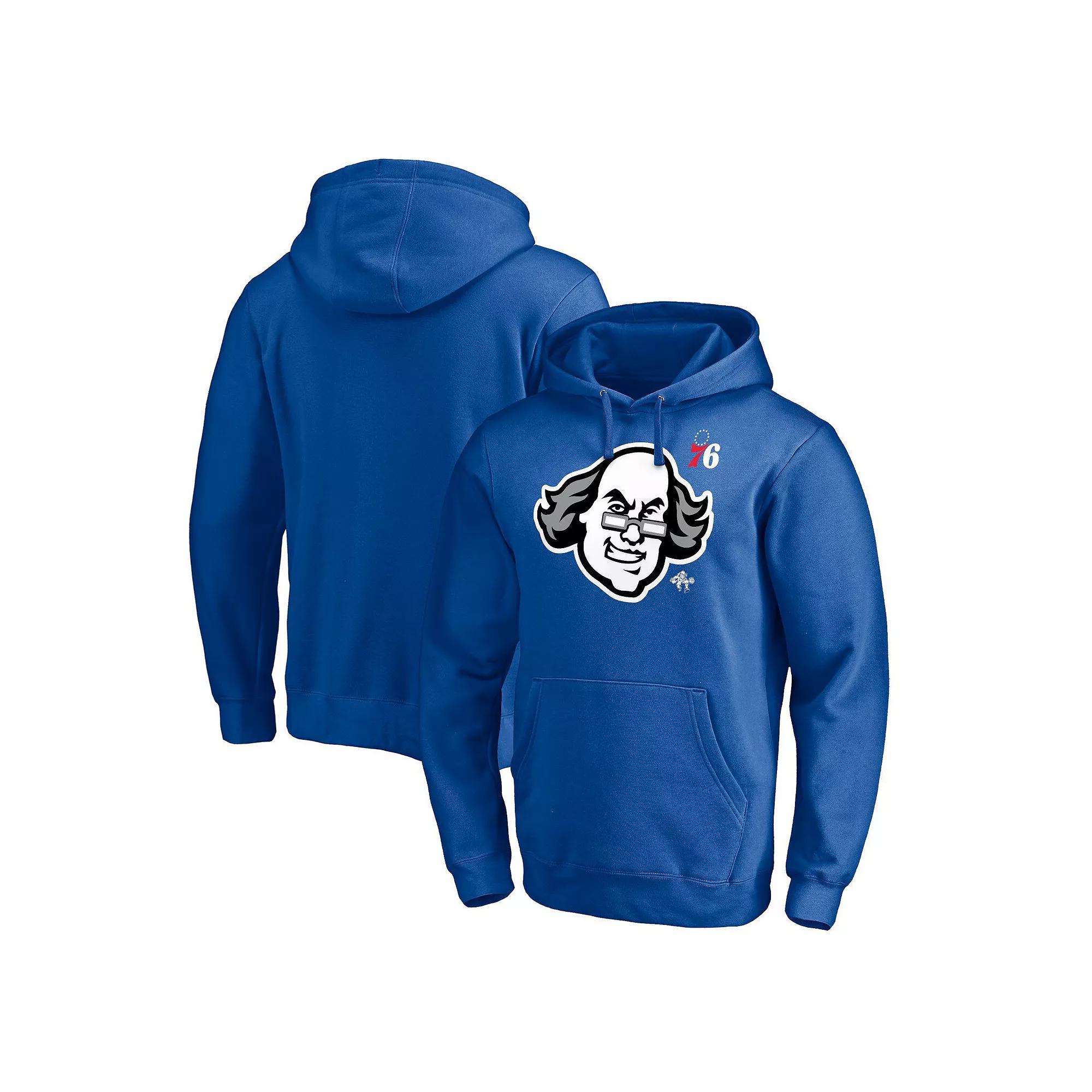 Men's Fanatics Branded Royal Philadelphia 76ers Post Up Hometown Collection Fitted Pullover Hoodie, Size: Large, 76r Blue Product Image