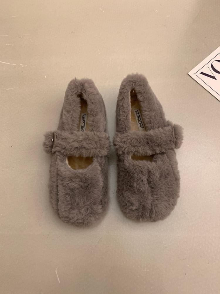Fleece Buckled Flats Product Image