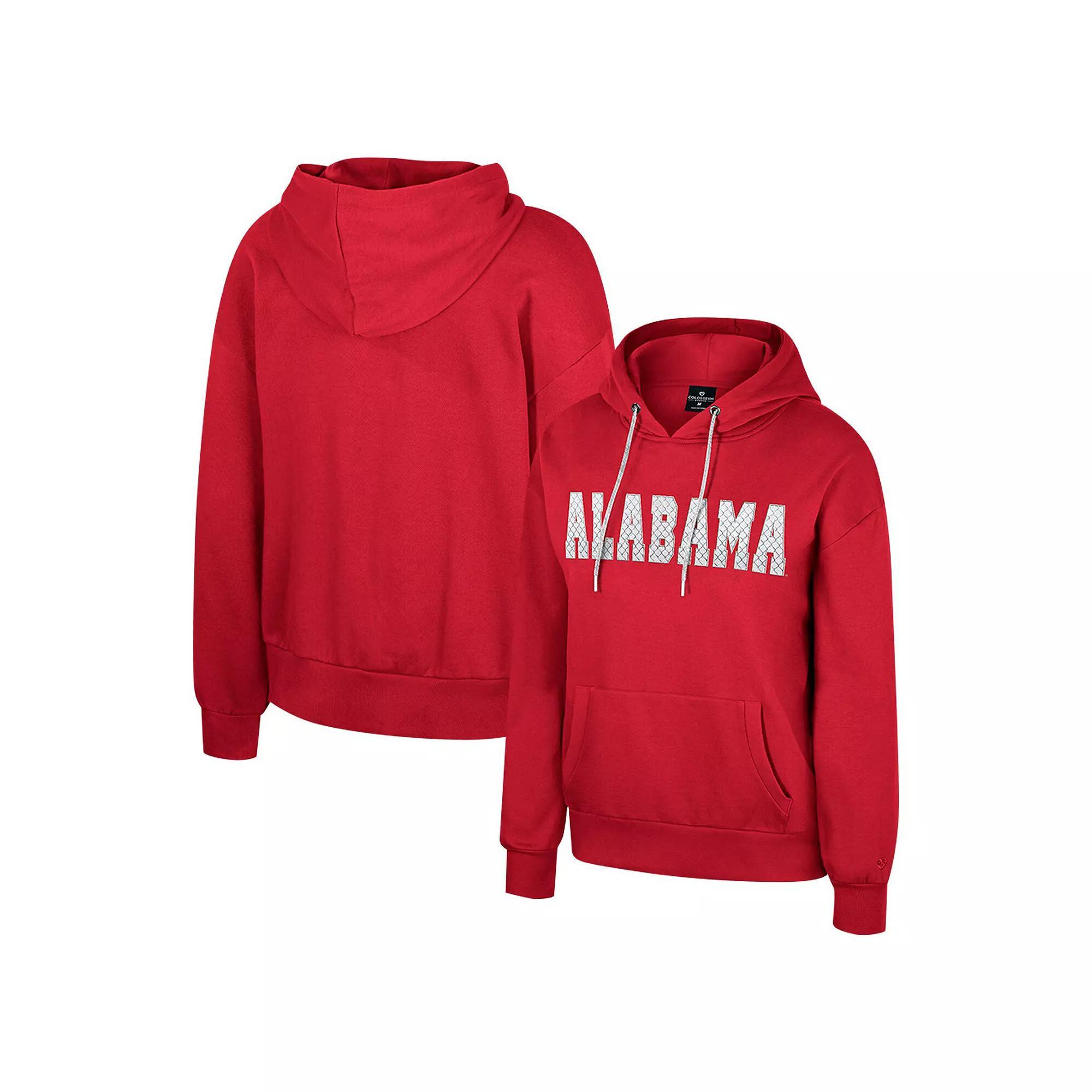 Women's Colosseum Crimson Alabama Crimson Tide Reflection Rhinestone Drawcord Pullover Hoodie, Size: XXL, Red Product Image