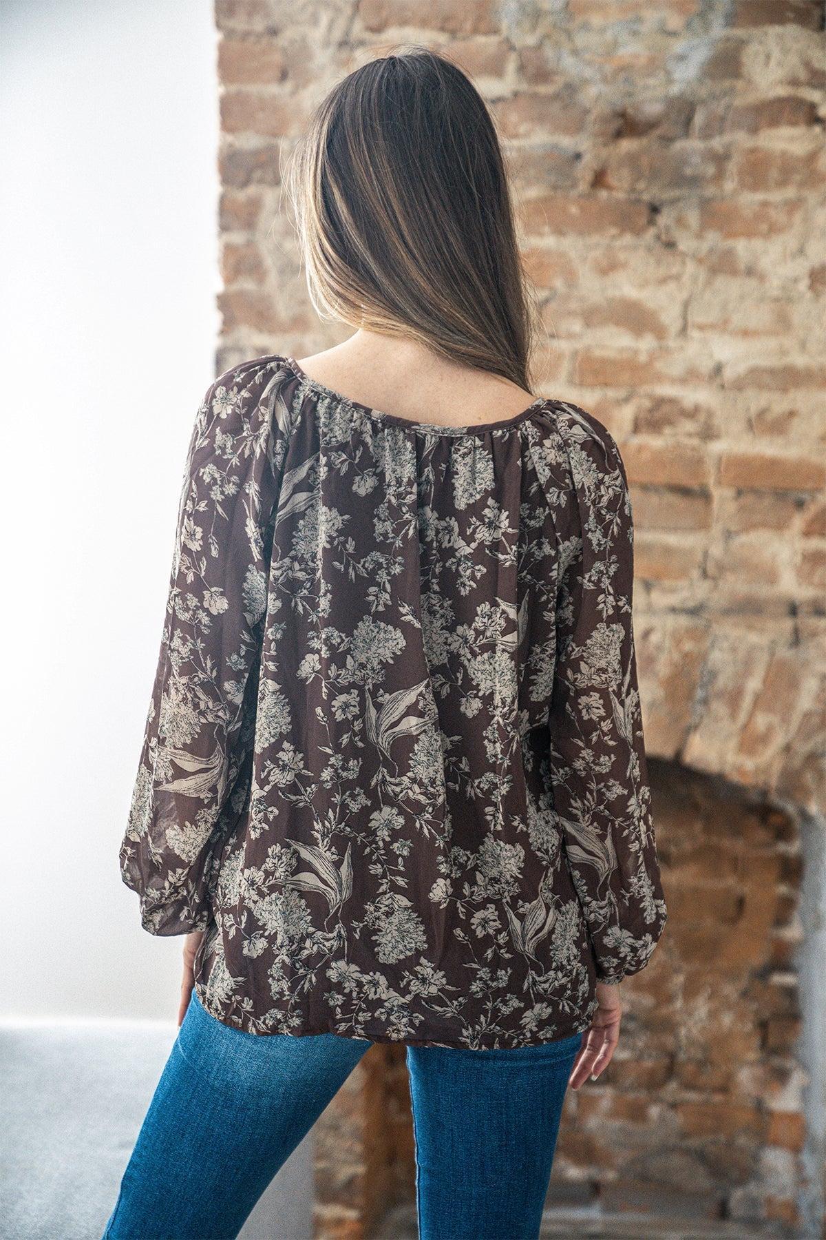 Brown Floral Print Tie Detail Blouse - FINAL SALE Female Product Image