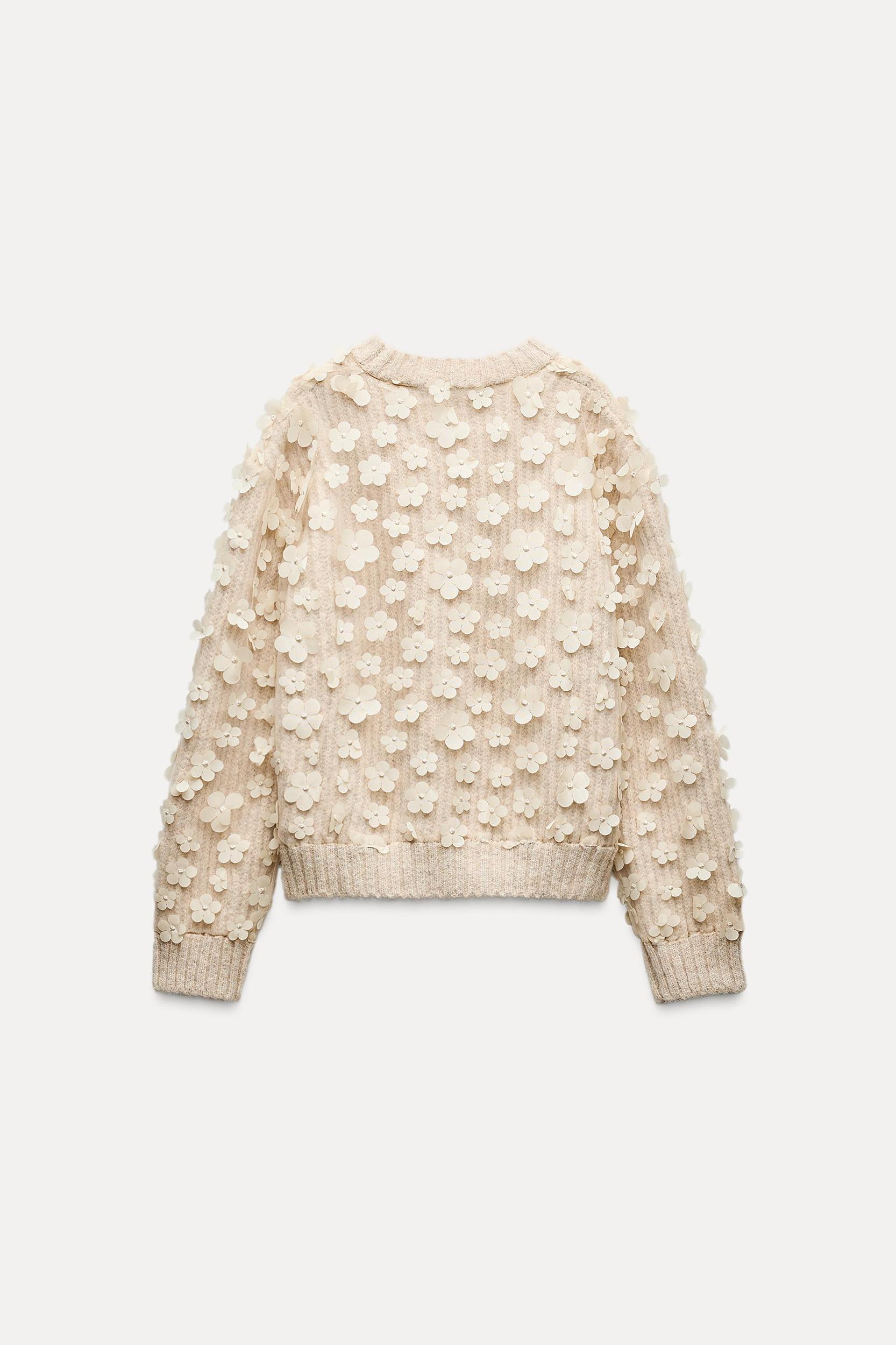 COMBINATION KNIT FLORAL SWEATER Product Image
