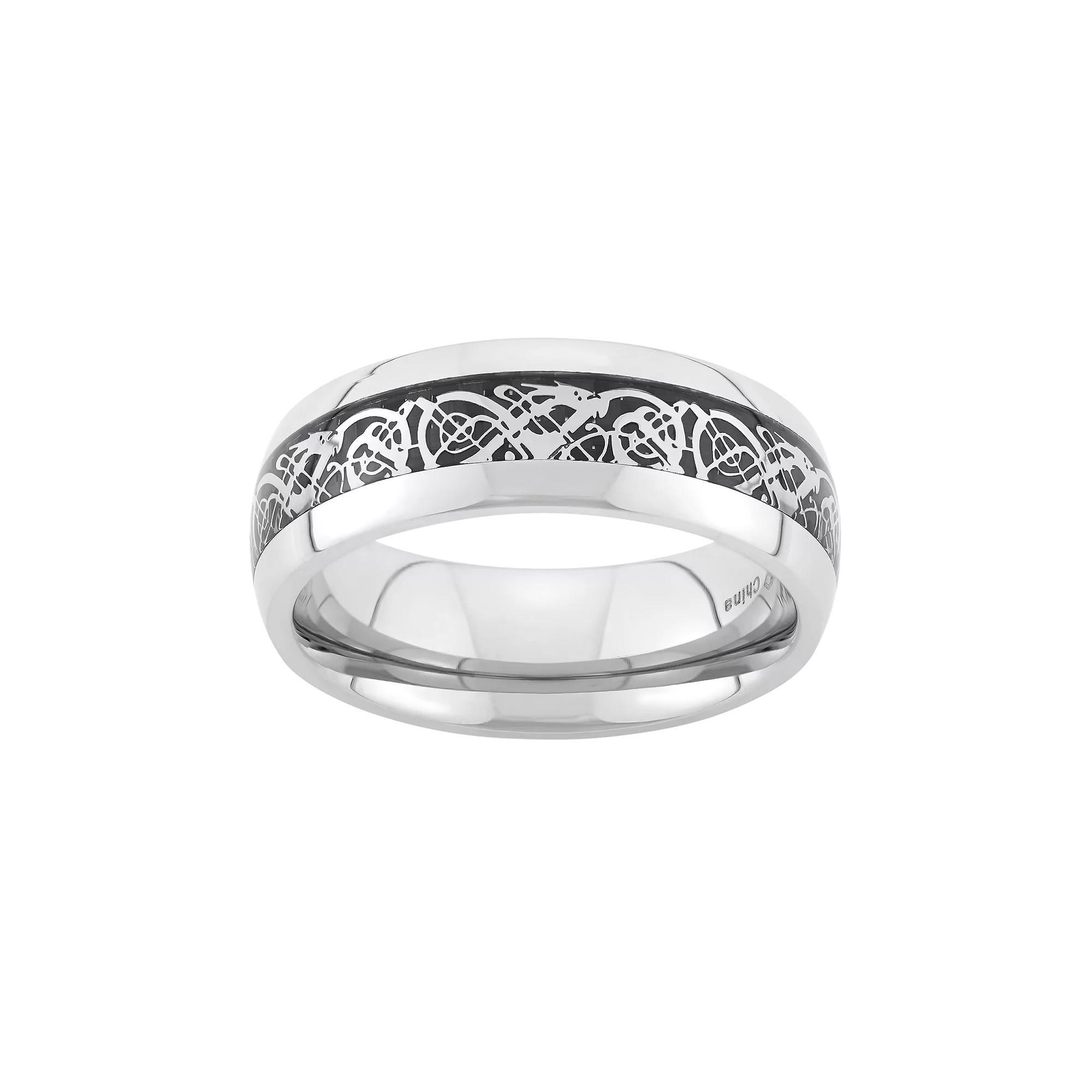 Two Tone Stainless Steel Wedding Band - Men, Men's, Size: 8.50, Multicolor Product Image