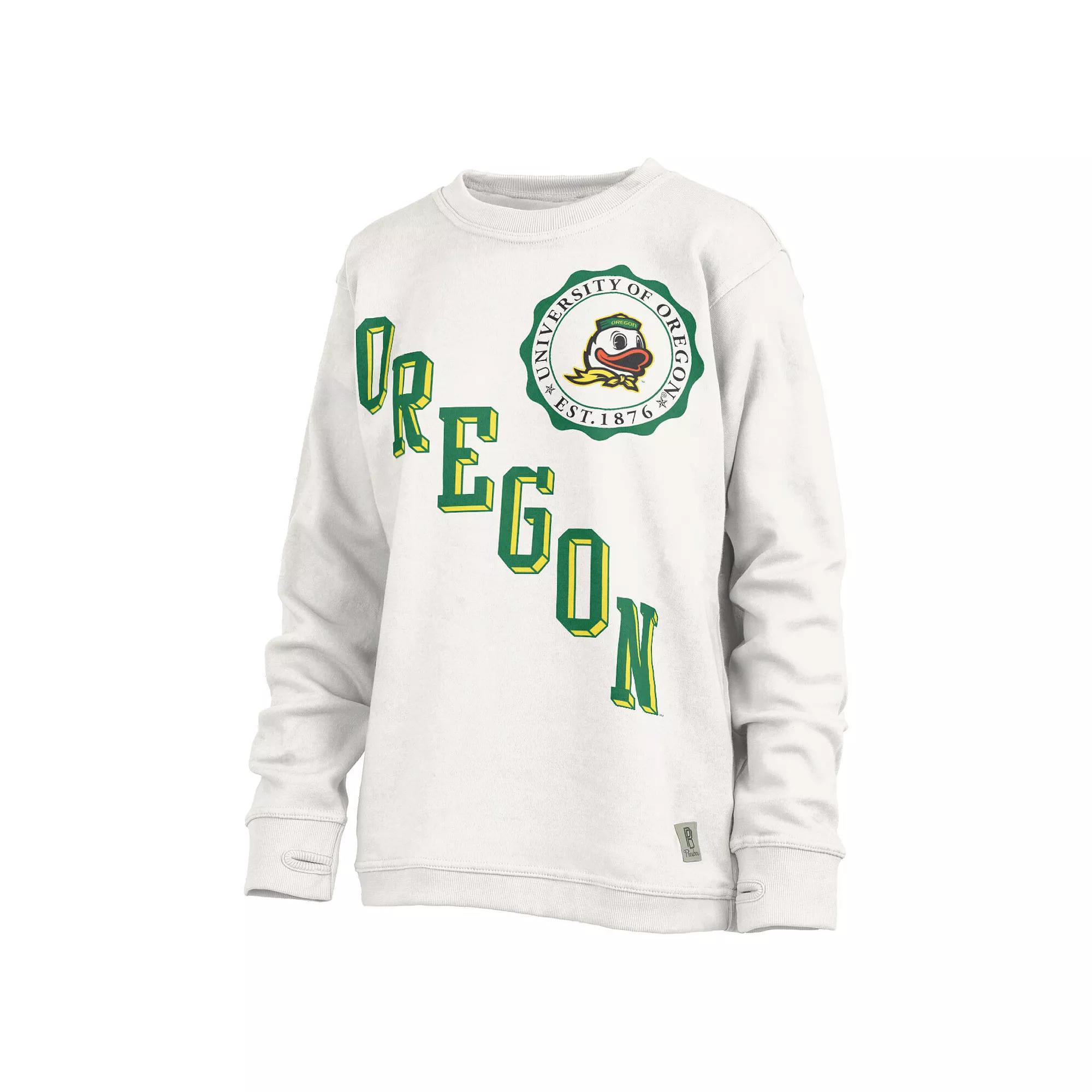 Women's Pressbox White Oregon Ducks Shoreline Sundown Pullover Sweatshirt, Size: Small Product Image