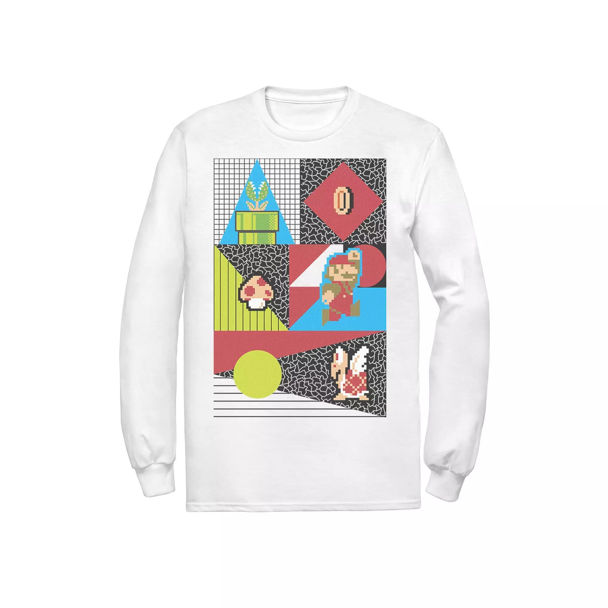 Men's Nintendo Super Mario Geometric 8 Bit Retro Characters Tee, Size: XXL, White Product Image