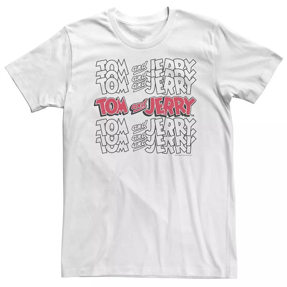 Big & Tall Tom And Jerry Logo Stack Tee, Men's, Size: 3XL, White Product Image