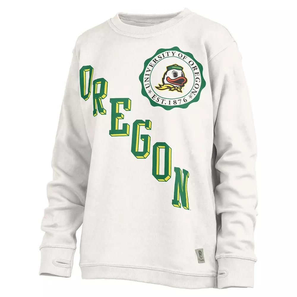 Women's Pressbox White Oregon Ducks Shoreline Sundown Pullover Sweatshirt, Size: Small Product Image