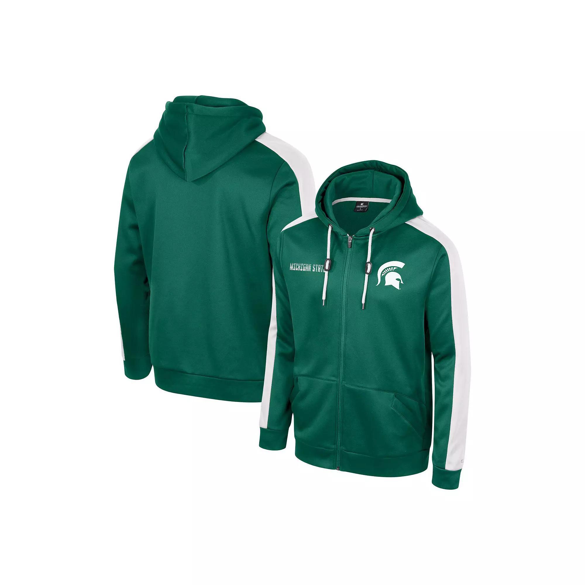 Men's Colosseum  Green Michigan State Spartans Reese Full-Zip Hoodie, Size: Small Product Image