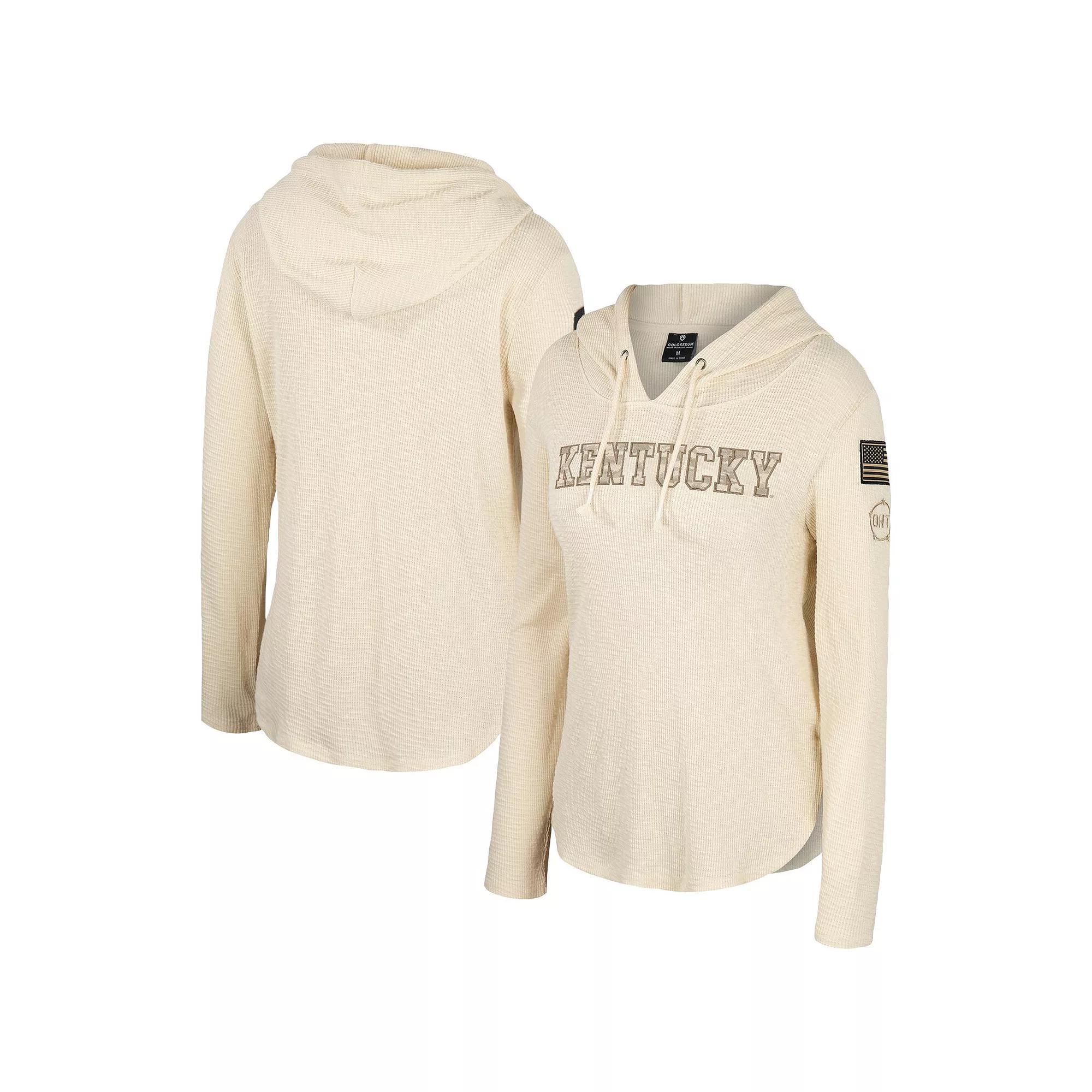 Women's Colosseum Cream Kentucky Wildcats OHT Military Appreciation Casey Raglan Long Sleeve Hoodie T-Shirt, Size: Large, Beige Product Image