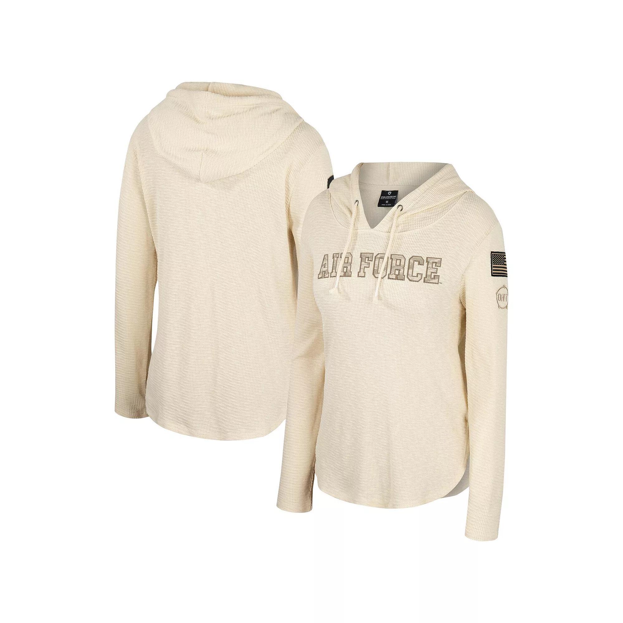 Women's Colosseum Cream Air Force Falcons OHT Military Appreciation Casey Raglan Long Sleeve Hoodie T-Shirt, Size: 2XL, Afa Beige Product Image