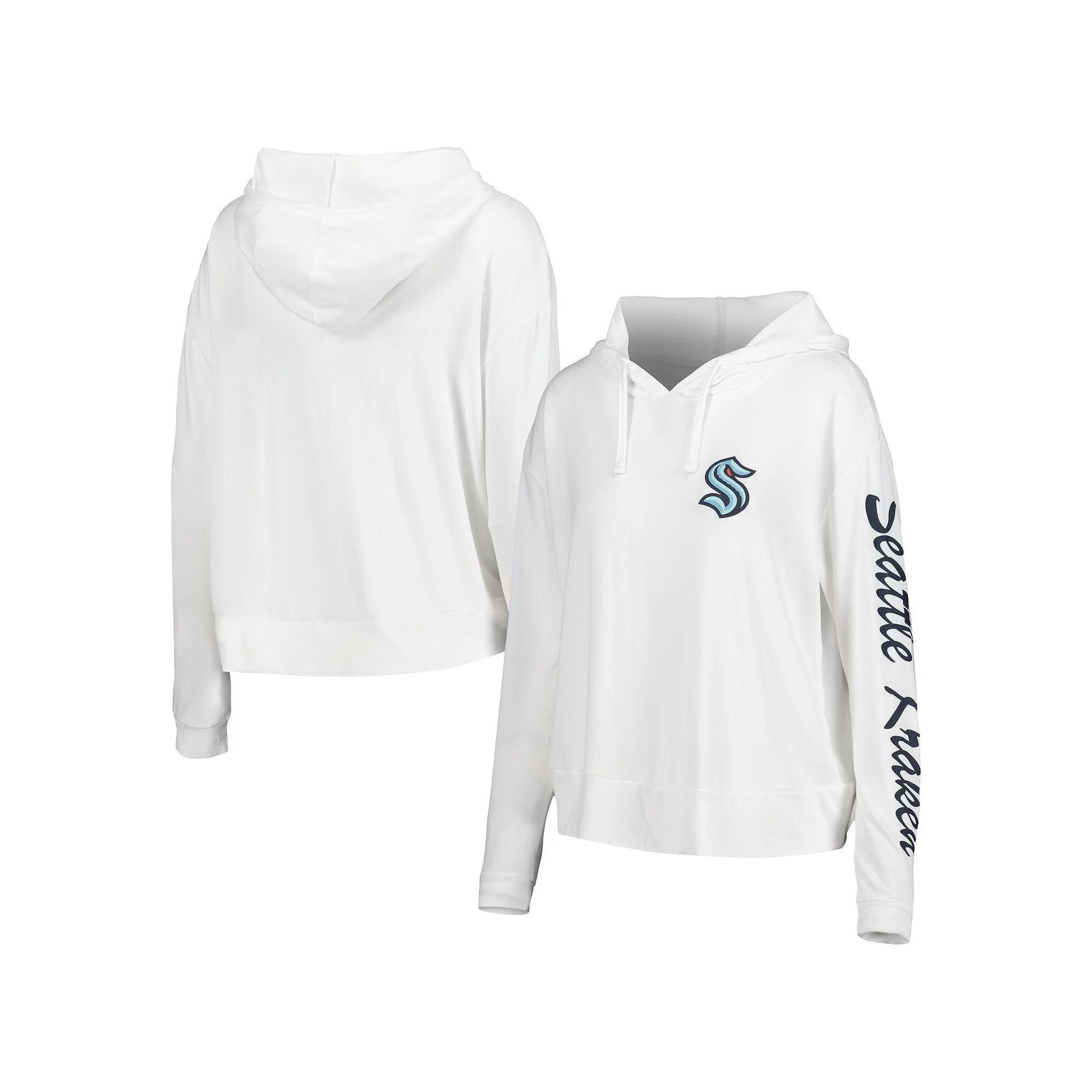 Women's Concepts Sport Cream Seattle Kraken Accord Hacci Long Sleeve Hoodie T-Shirt, Size: Small, Krk White Product Image