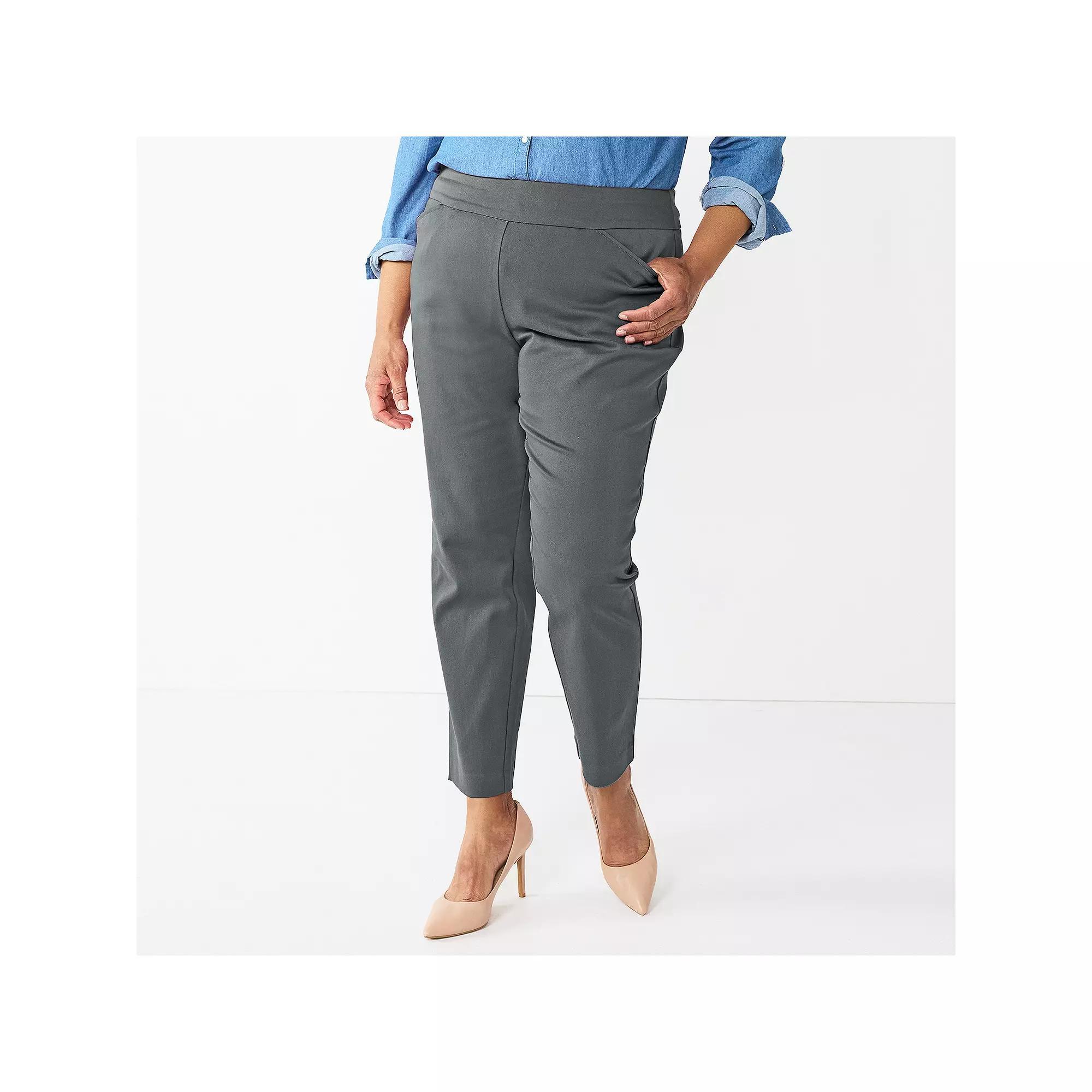 Plus Size Croft & Barrow® Effortless Stretch Pull-On Straight-Leg Pants, Women's, Size: 24W Short, Black Product Image