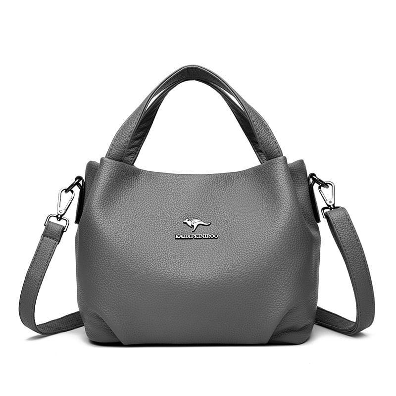 Top Handle Faux Leather Flap Crossbody Bag Product Image