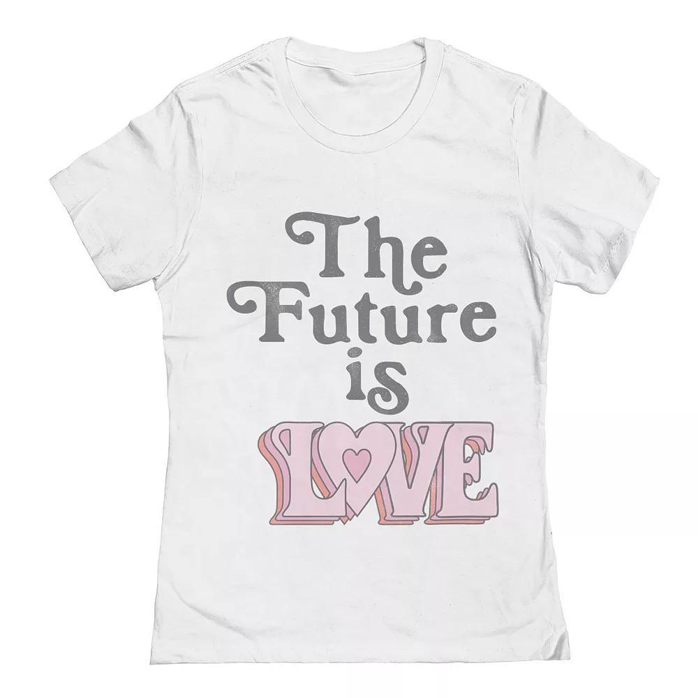 Junior's The Future Is Love Valentine's Day Graphic Tee, Women's, Size: Small, White Product Image