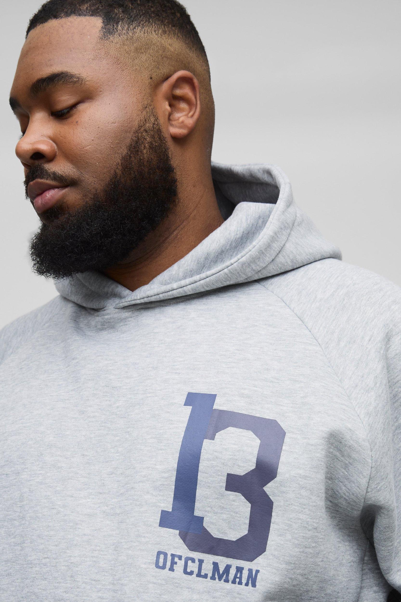 Plus 13 Print Oversized Varsity Hoodie | boohooMAN USA Product Image
