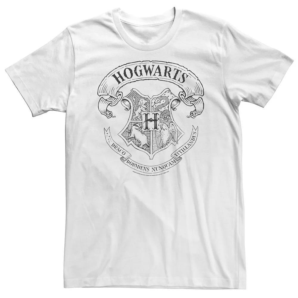 Big & Tall Harry Potter Simple Hogwarts Crest Outline Tee, Men's, Size: 5XL, White Product Image