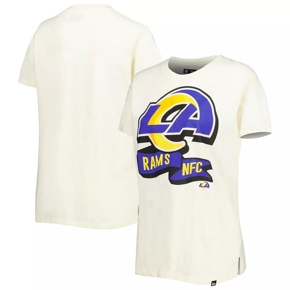 Women's New Era Cream Los Angeles Rams Chrome Sideline T-Shirt, Size: Medium, Beige Product Image