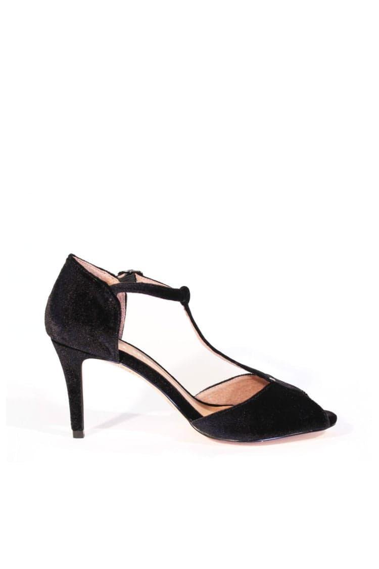 Blondie T-Strap Velvet Heels Product Image