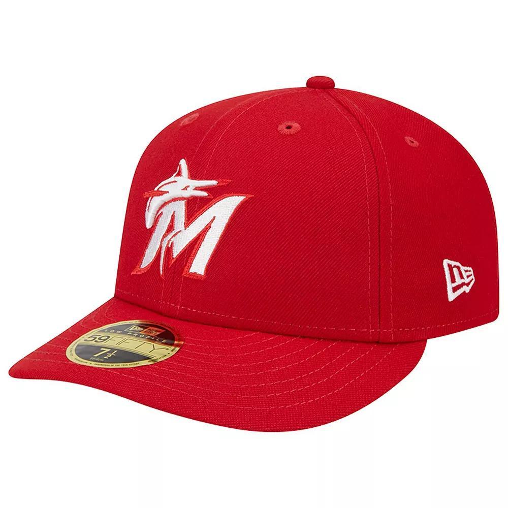 Men's New Era Scarlet Miami Marlins Low Profile 59FIFTY Fitted Hat, Size: 7 3/8, Red Product Image
