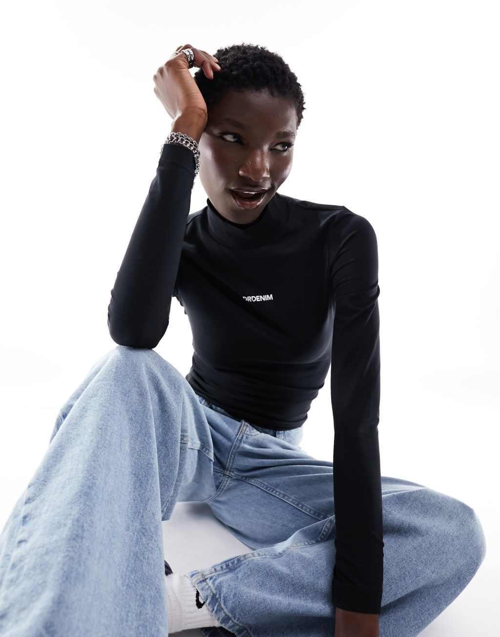Dr Denim Carah slim fit long sleeve mock neck top Product Image