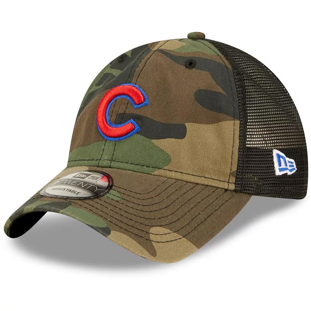 Men's New Era Camo Chicago Cubs Trucker 9TWENTY Snapback Hat, Green Product Image