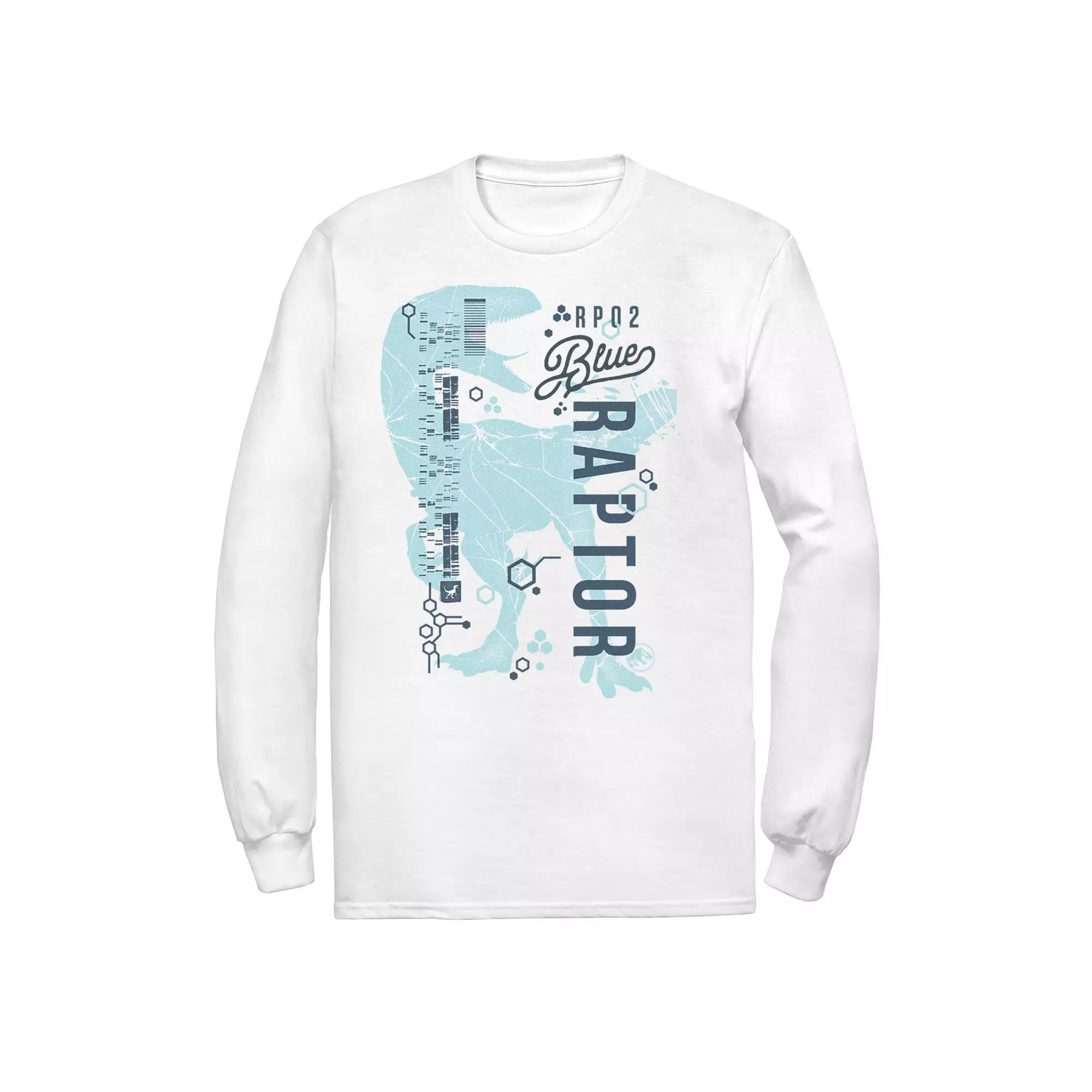 Men's Jurassic World Two Blue Raptor DNA Code Silhouette Tee, Size: Medium, White Product Image