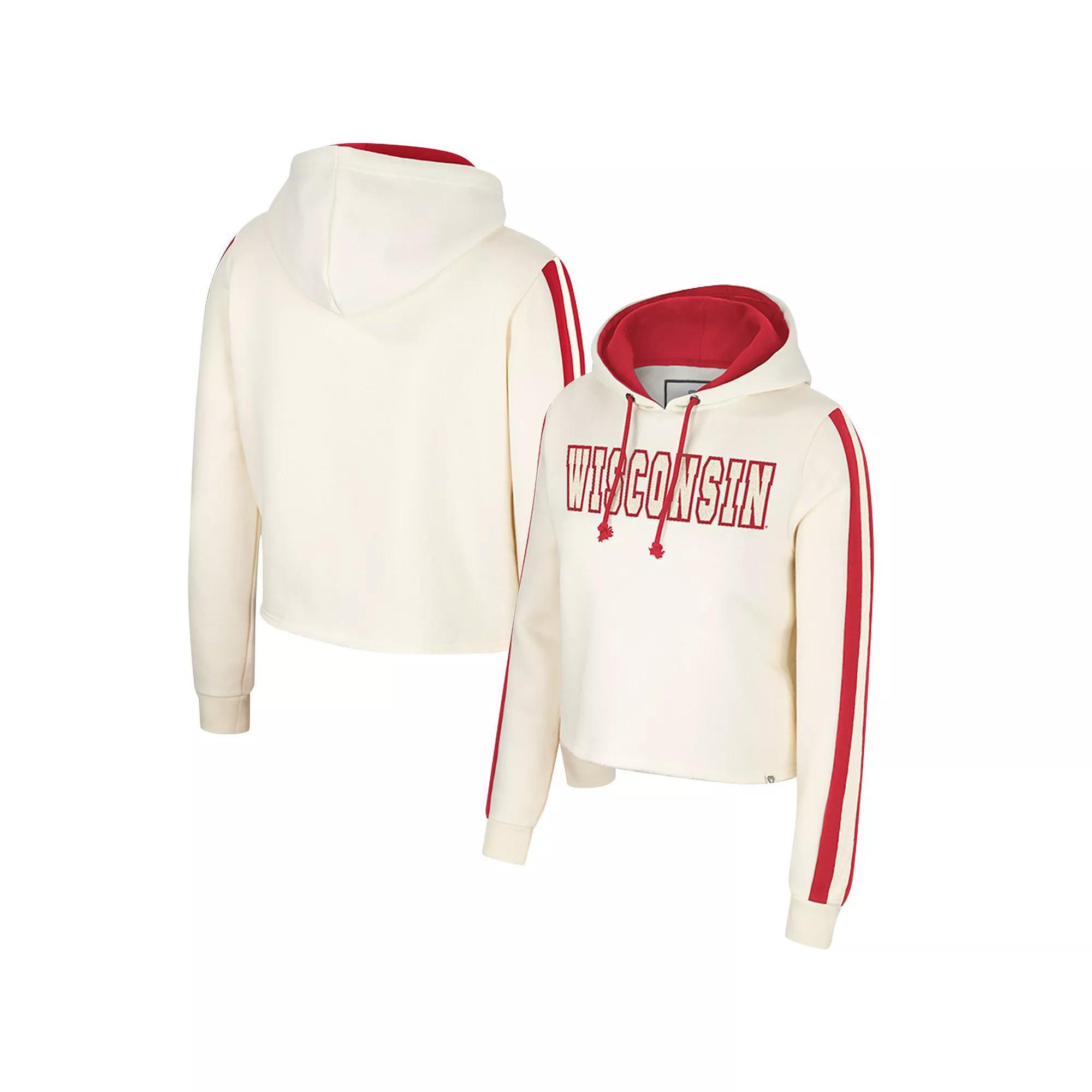 Women's Colosseum Cream Wisconsin Badgers Perfect Date Cropped Pullover Hoodie, Size: XL, Beige Product Image
