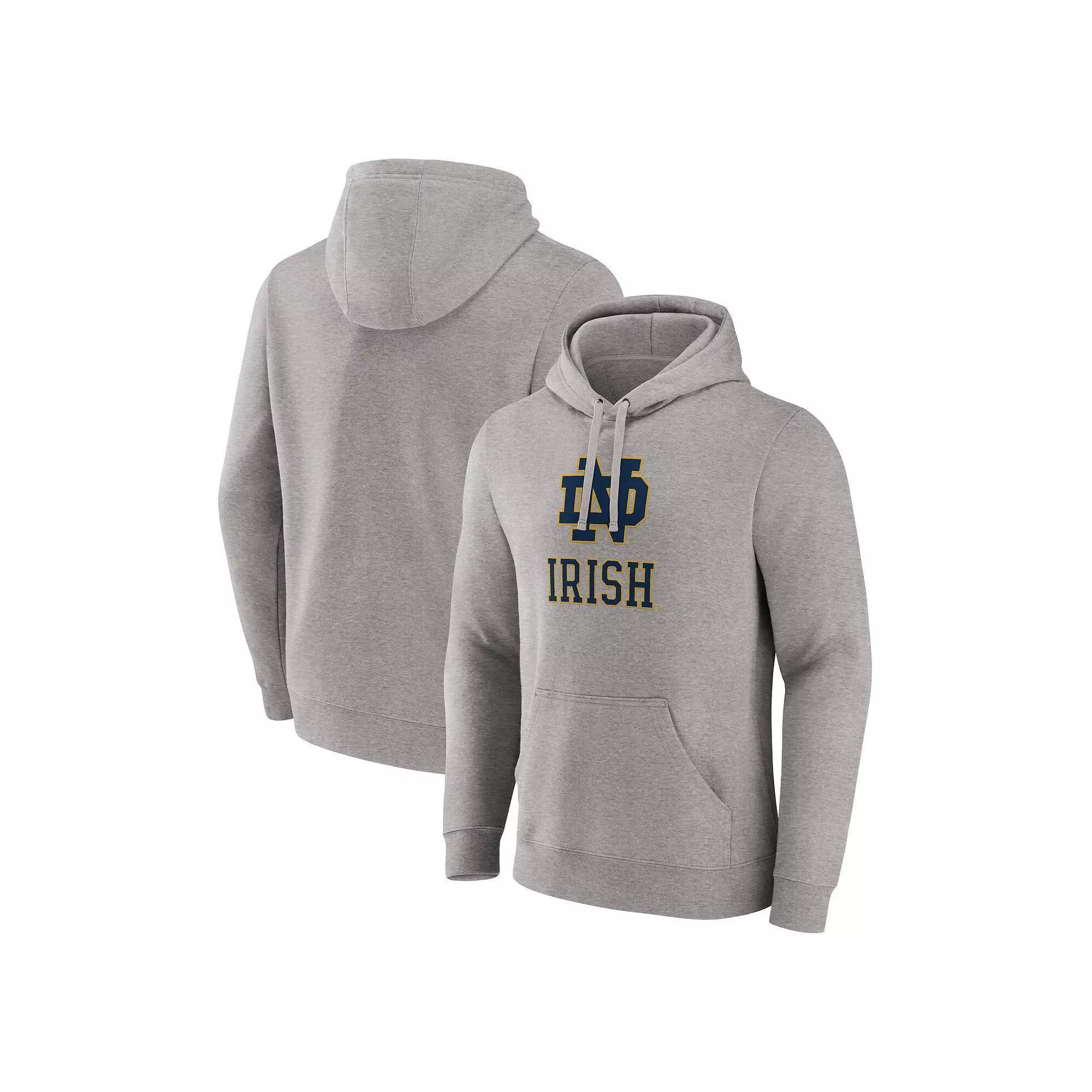Men's Fanatics Heather Gray Notre Dame Fighting Irish Primary Logo Pullover Hoodie, Size: Large, Grey Product Image